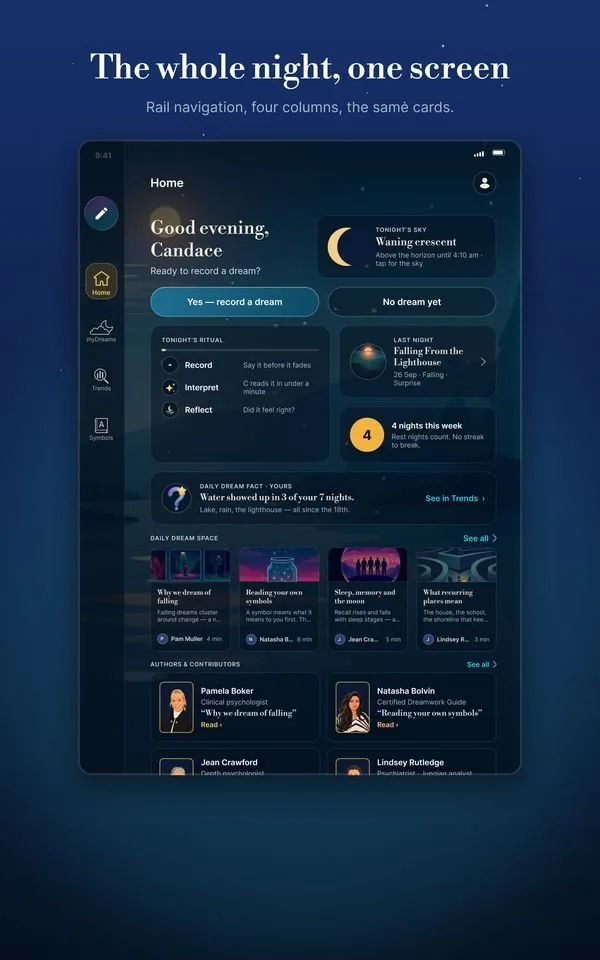 The whole night, one screen: the new tablet layout