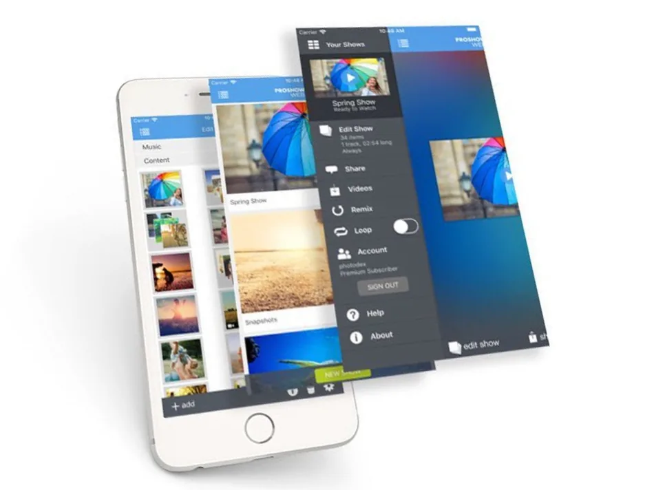 ProShow Web mobile app concept