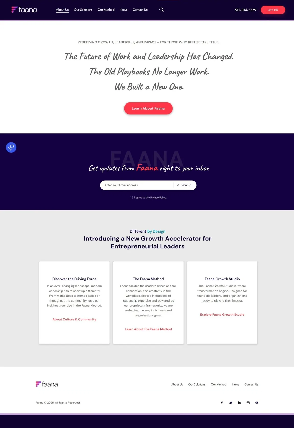 FAANA home page: The future of work and leadership has changed