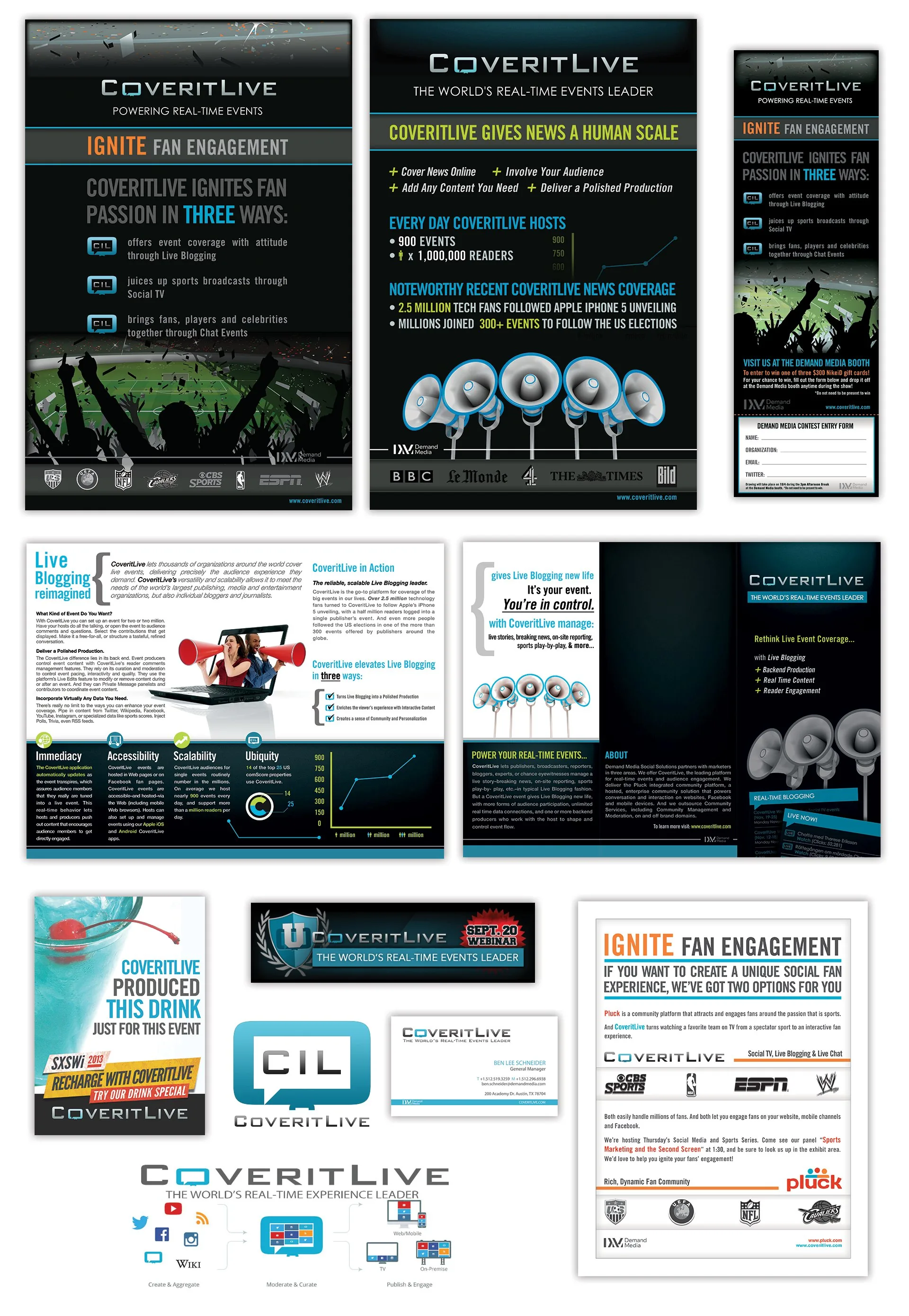 CoverItLive and Pluck product marketing: web, mobile and collateral