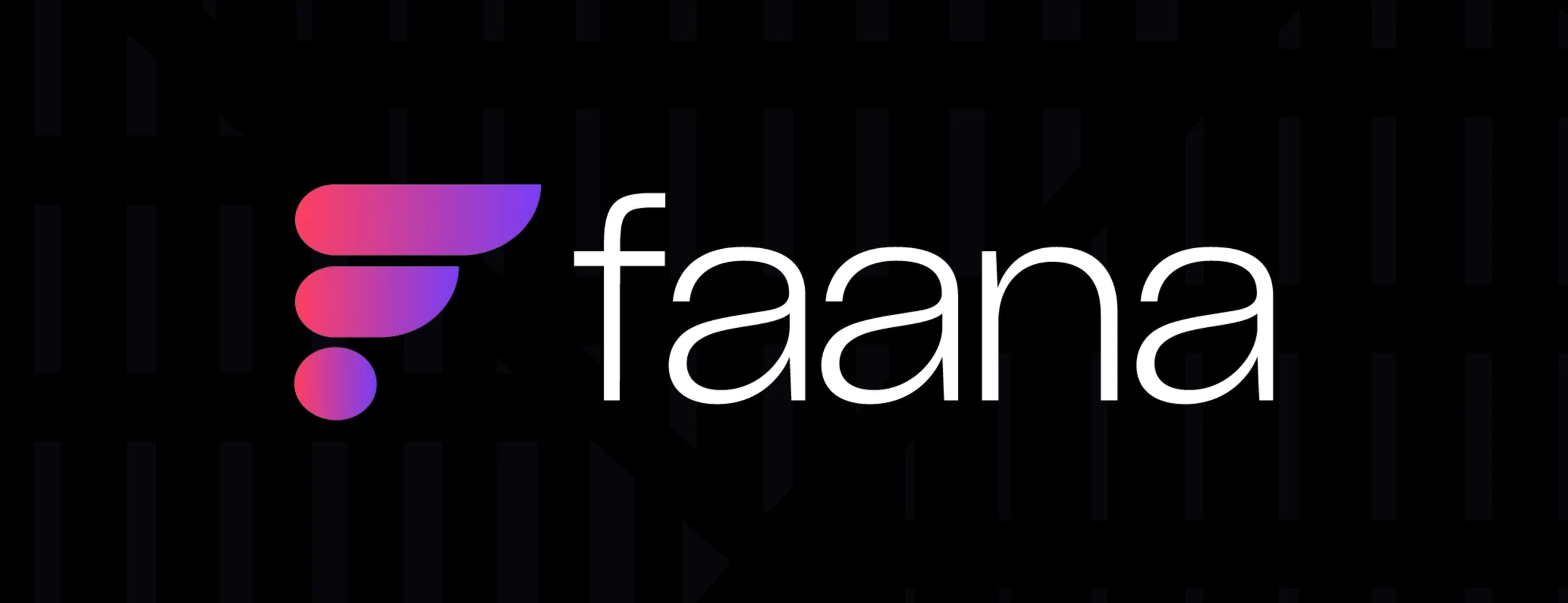 The FAANA logo, a gradient F mark with the faana wordmark, on black