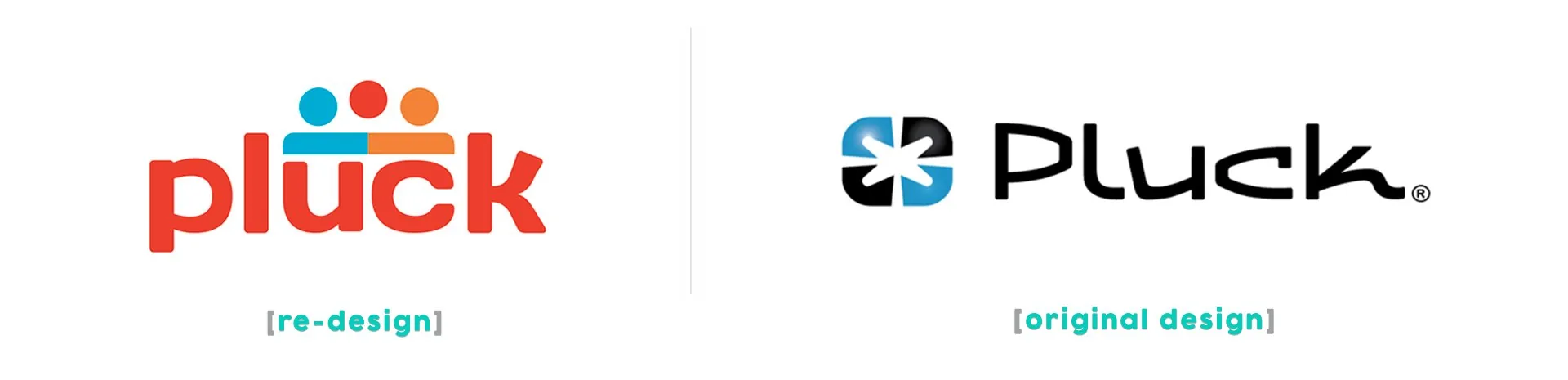 Pluck logo: the redesign beside the original mark