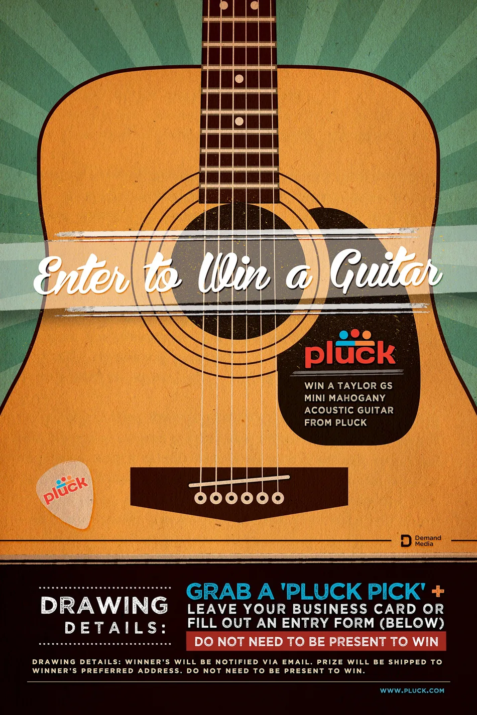 “Enter to win a guitar” trade show poster