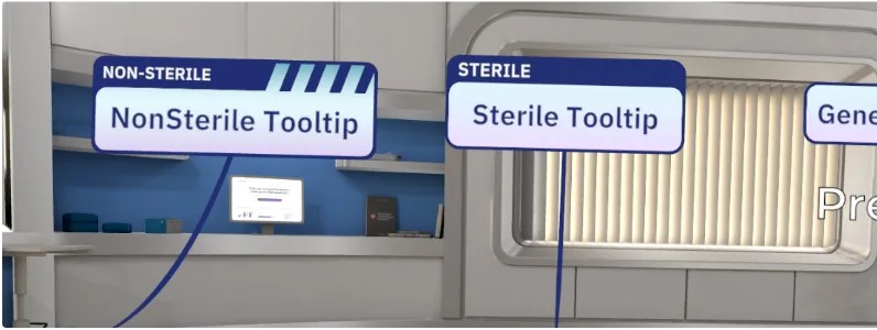 Sterile and non-sterile tooltips inside the virtual operating room
