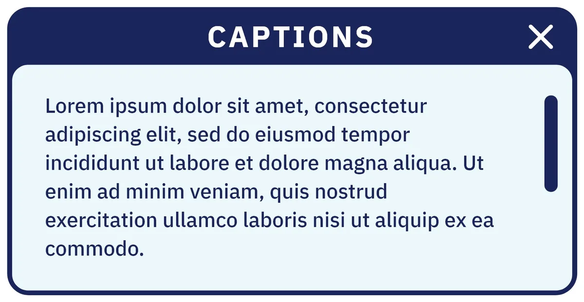 Captions panel from the mega panel controller library