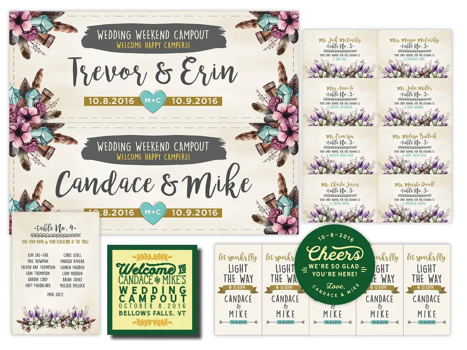 Wedding weekend campout invitations