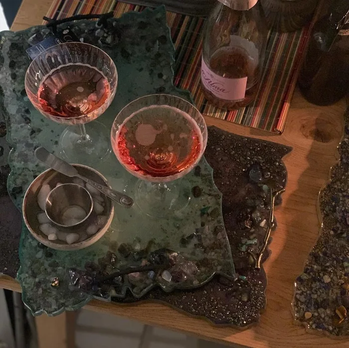 Precious Earth Trays styled with cocktails