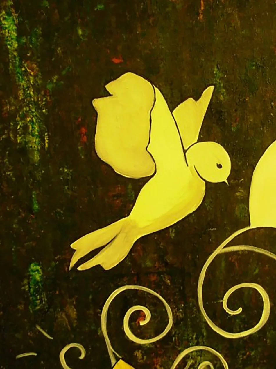 Yellow bird, acrylic
